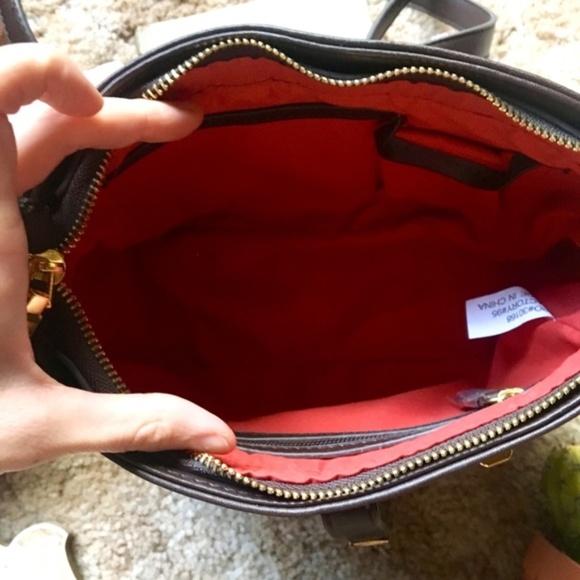 {Adrienne Vittadini} Brown Leather Crossbody Purse - Picture 5 of 8